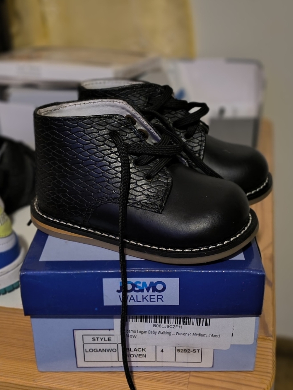 Black Kids Lace-Up Walking Boots